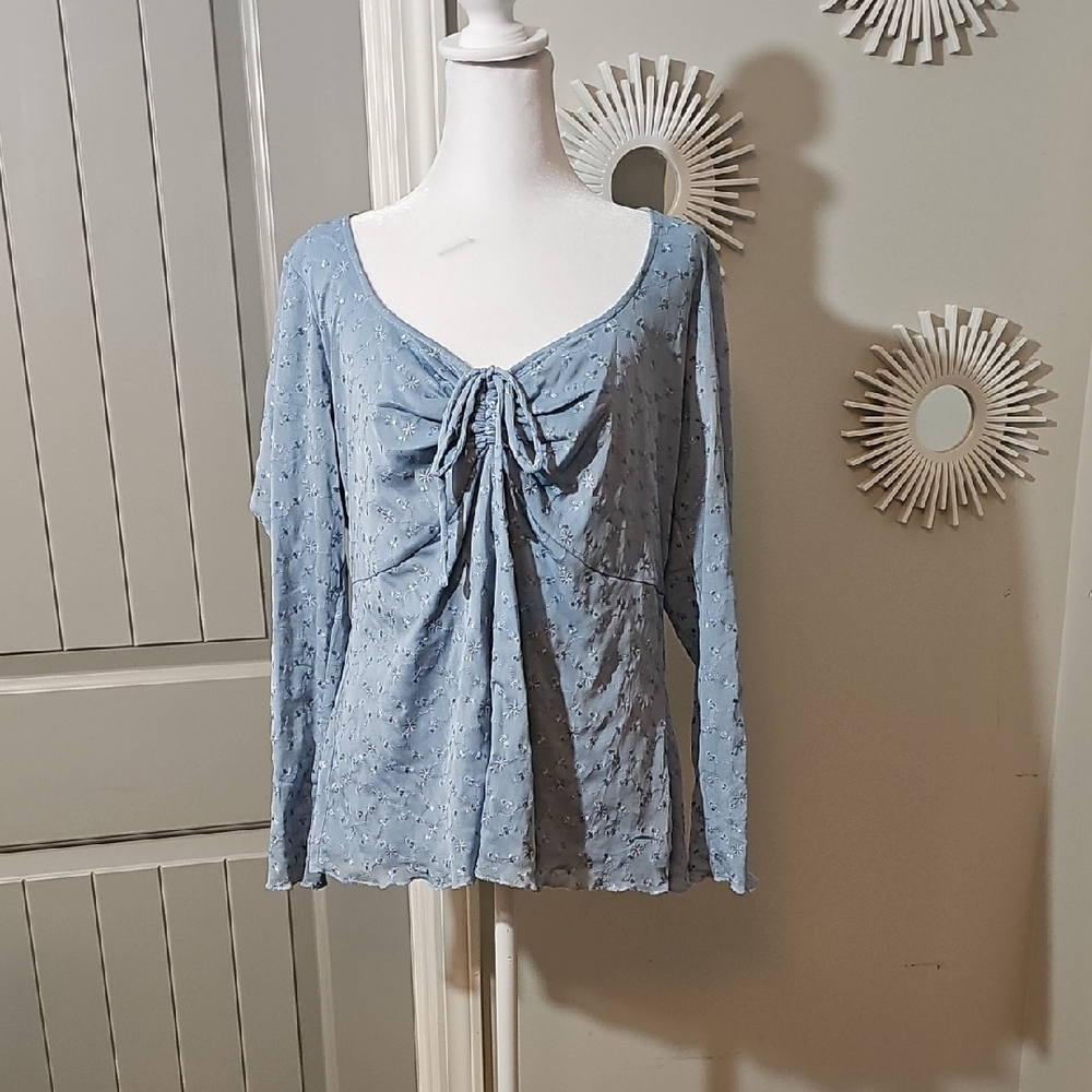 Torrid Sky Blue Tie-Front Blouse